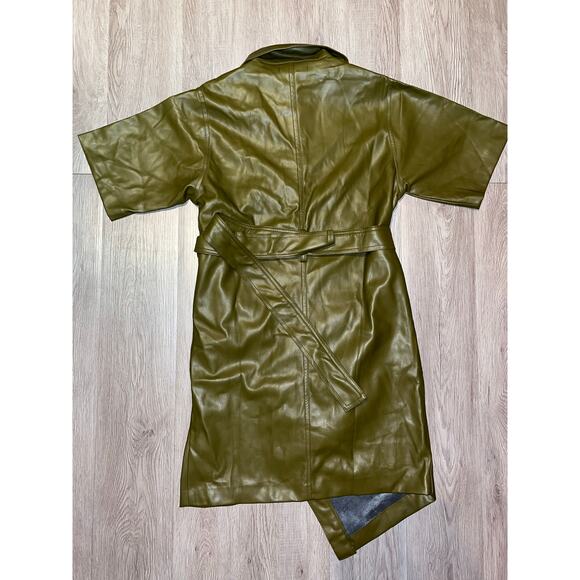 The Frankie Shop - Zoeyy Faux Leather Wrap Dress /Green /M - Picture 3 of 7